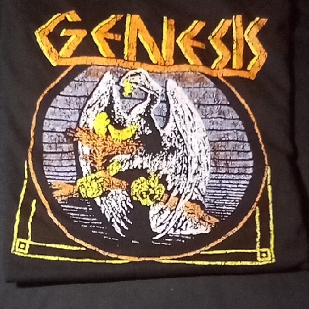 Men's Vintage Black 3XL Genesis Eagle Shirt Band Concert Music Collins Retro